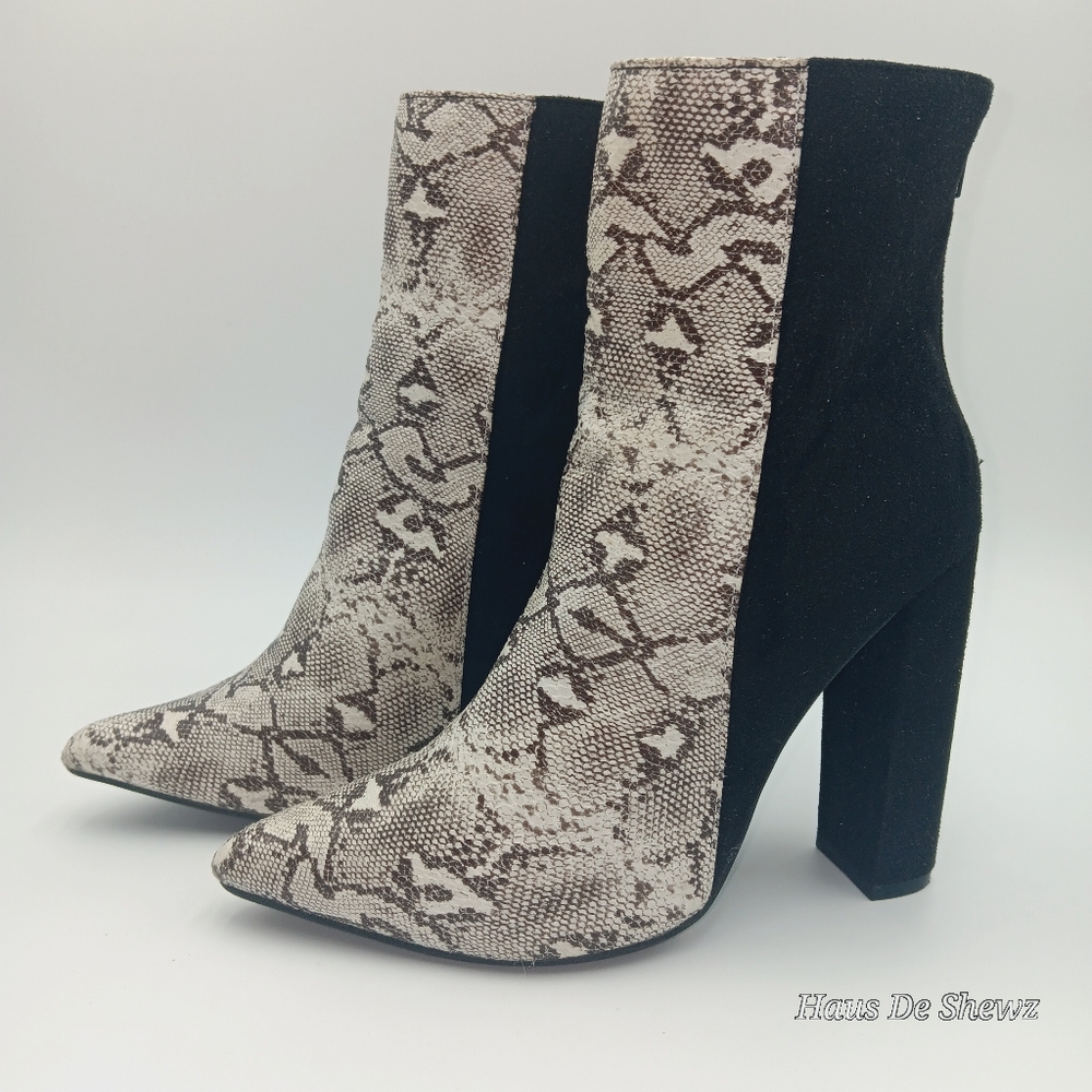 Lulu’s Karin vegan leather two tone high heel booties.  Size 7.5